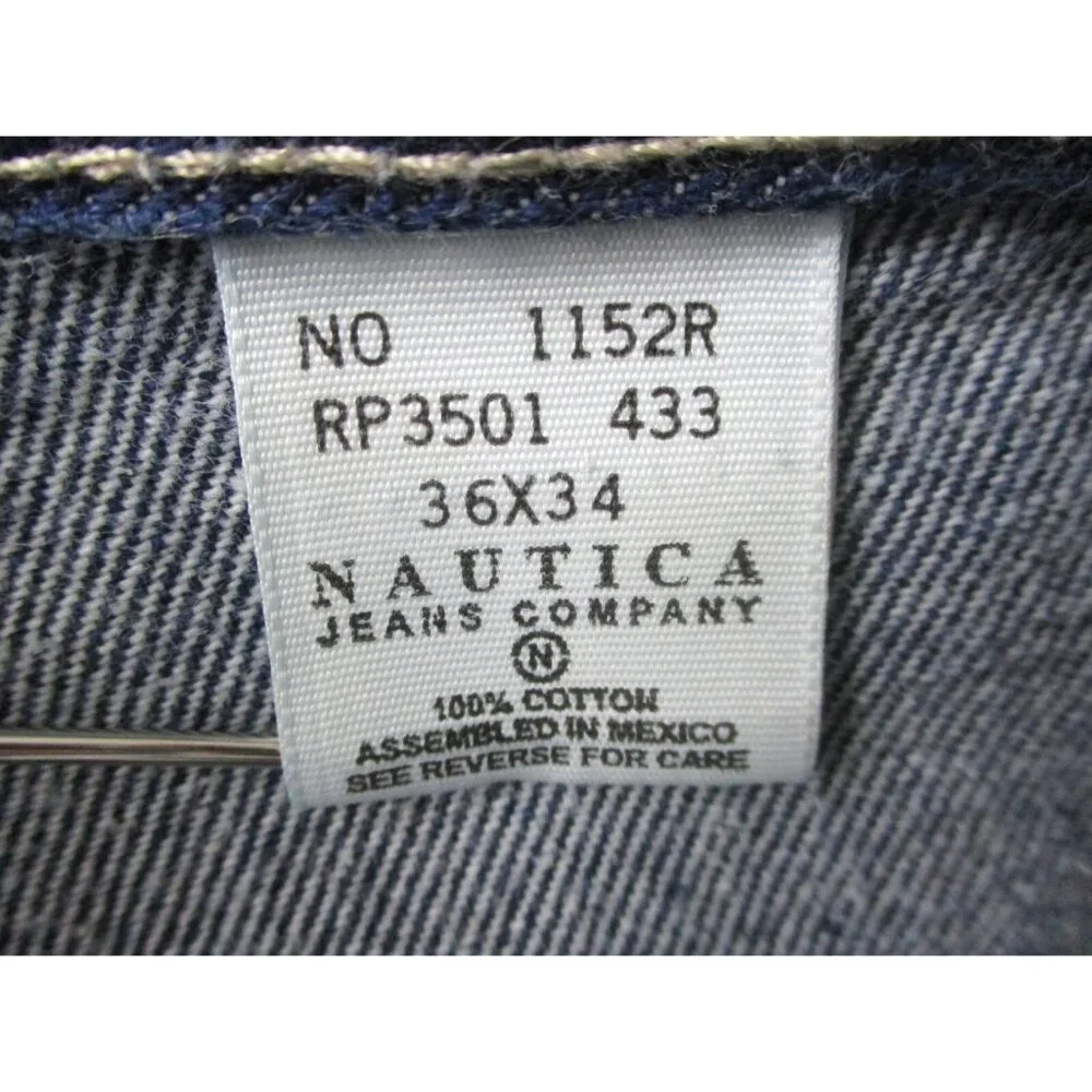 Mens 36x34 Blue Nautica Carpenter Jeans Hammer‎ Loop Relaxed Fit Garage Pants